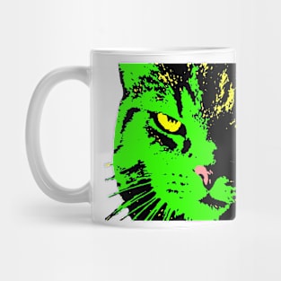 ANGRY CAT POP ART - GREEN YELLOW BLACK TRASPARENT Mug